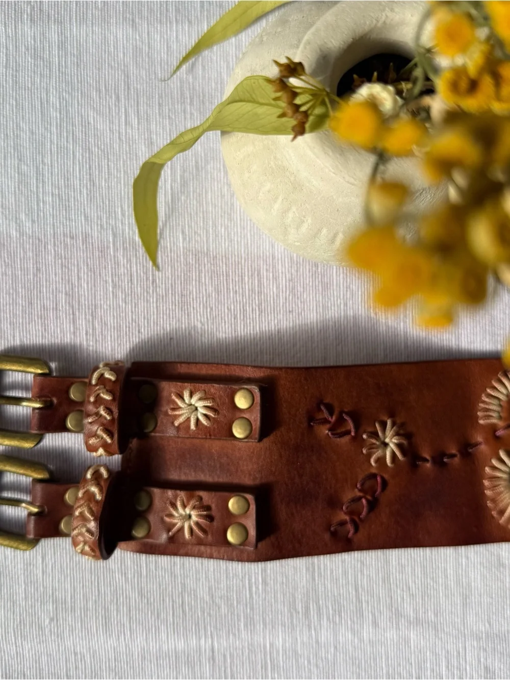Free People Leather Corset Belt with Double Buckle S/M - Picture 2 of 6